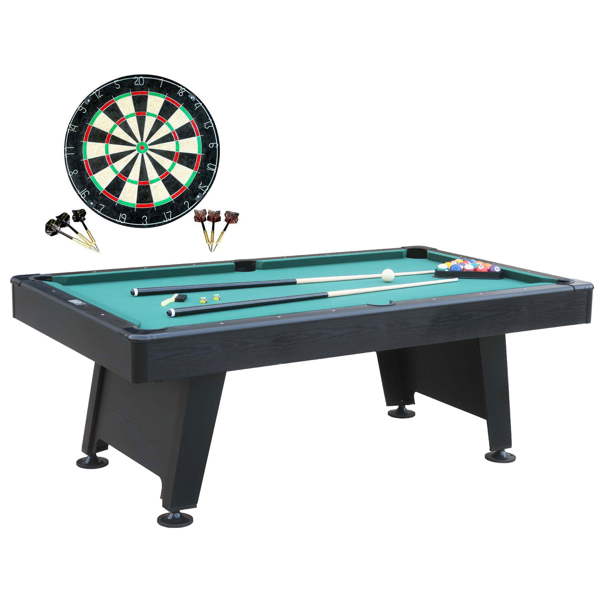 84-Inch Arcade Pool Table with Bonus Dartboard Set, Green