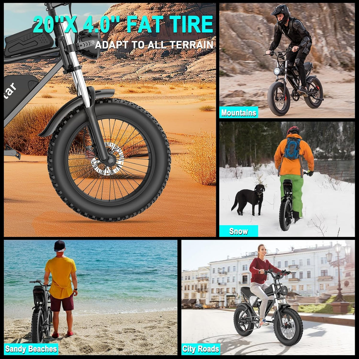 2000W Electric Bike with 37 MPH Top Speed and 20-Inch Fat Tires