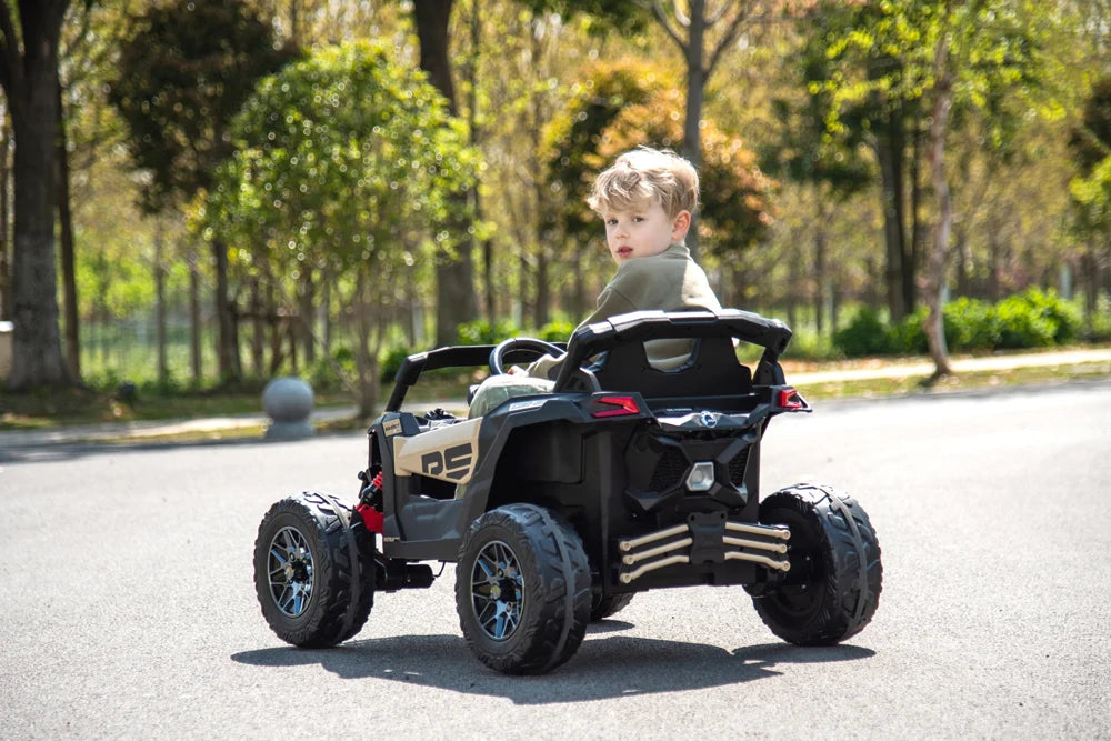Licensed 24V Can Am Maverick Kids Ride On One Seater UTV, Rubber Tires, Leather Seat with RC