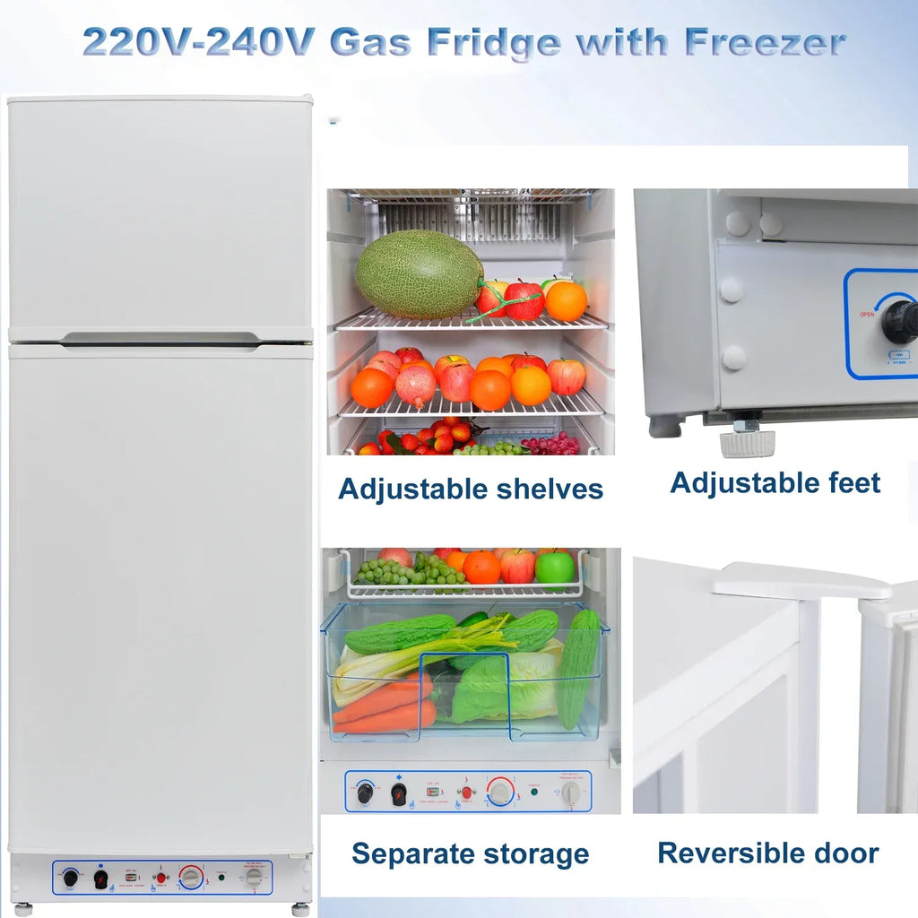 9.4 Cu ft 64 in*H Propane Refrigerator AC 110V Freezer Large Capacity Frigde Camper Motorhome