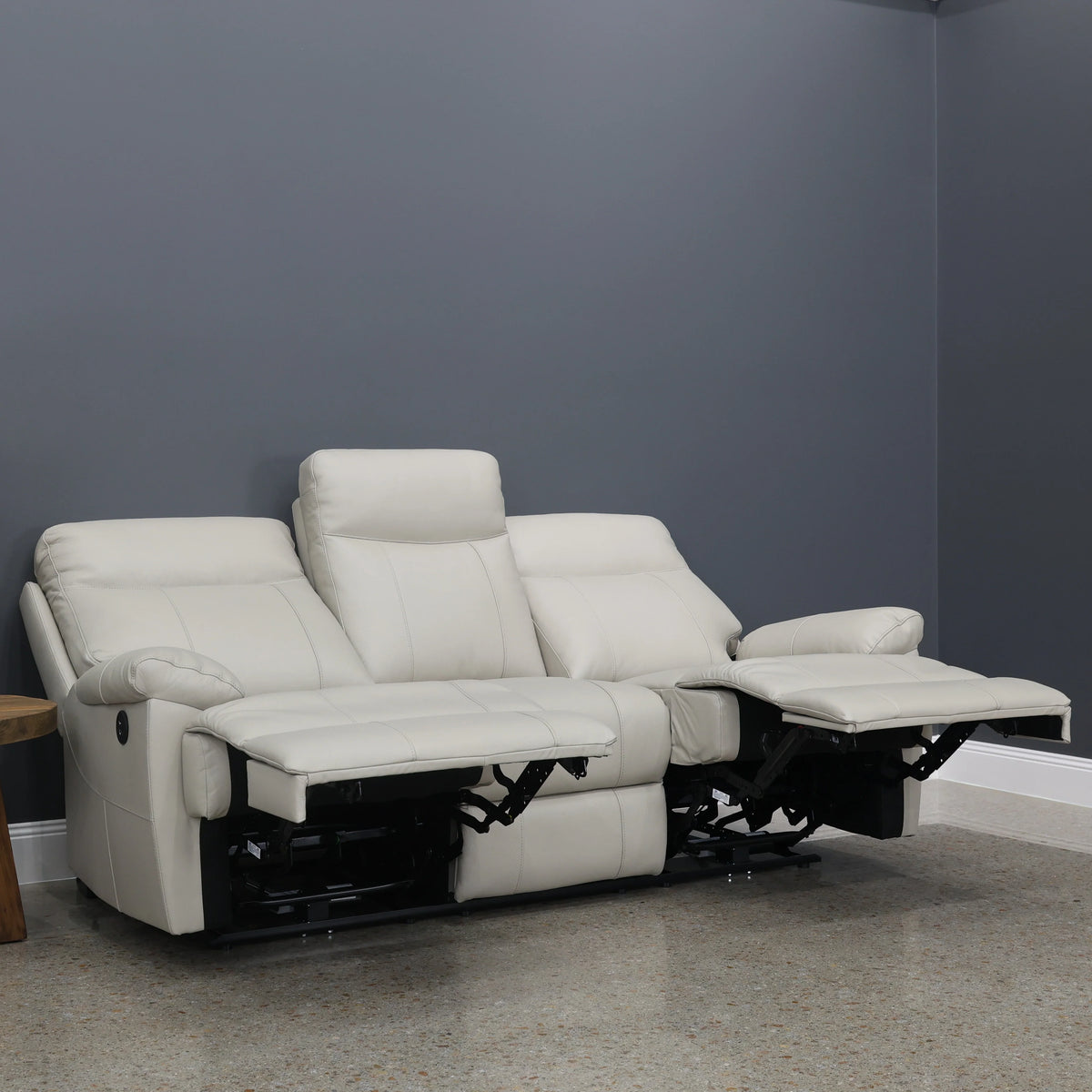 Seymour Electric Sofa Light Grey Leather
