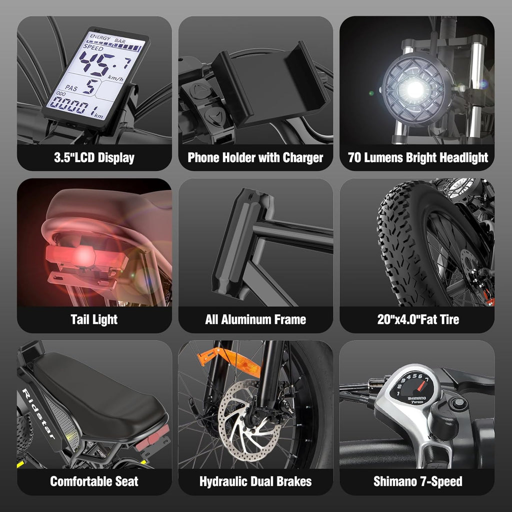 2000W Electric Bike with 37 MPH Top Speed and 20-Inch Fat Tires
