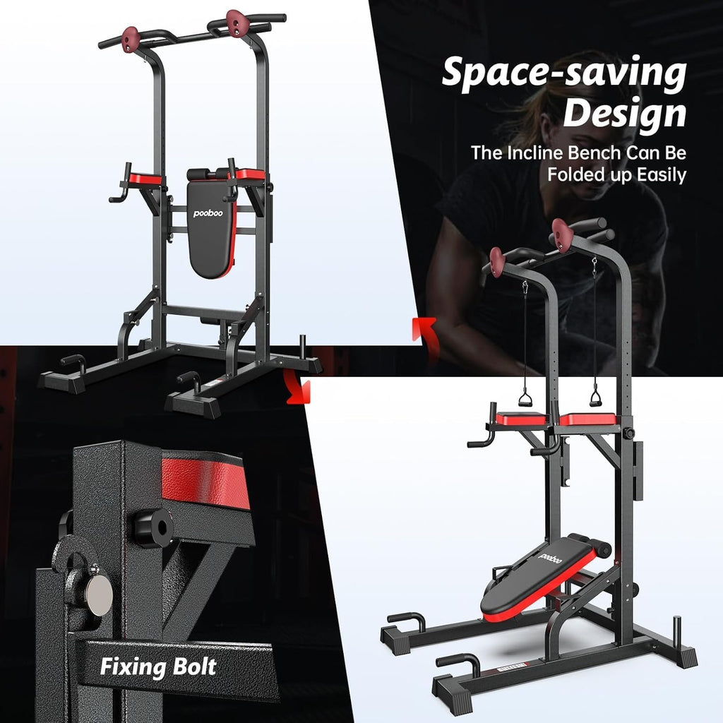 Adjustable Power Tower with Dip Station, Pull-Up Bar and Supine Board