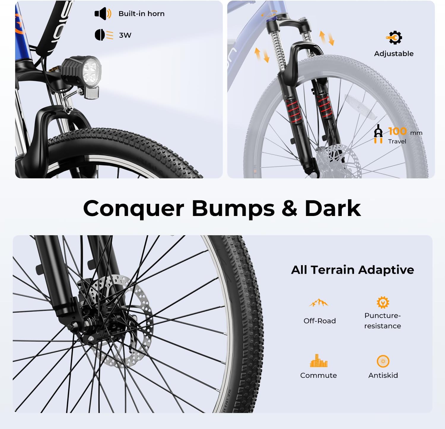 500W Electric Bike, 40-Mile Range, 20 MPH Top Speed