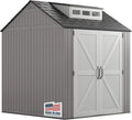 7 x 7 Ft Resin Outdoor Storage Shed with Floor, Weather Resistant, Gray