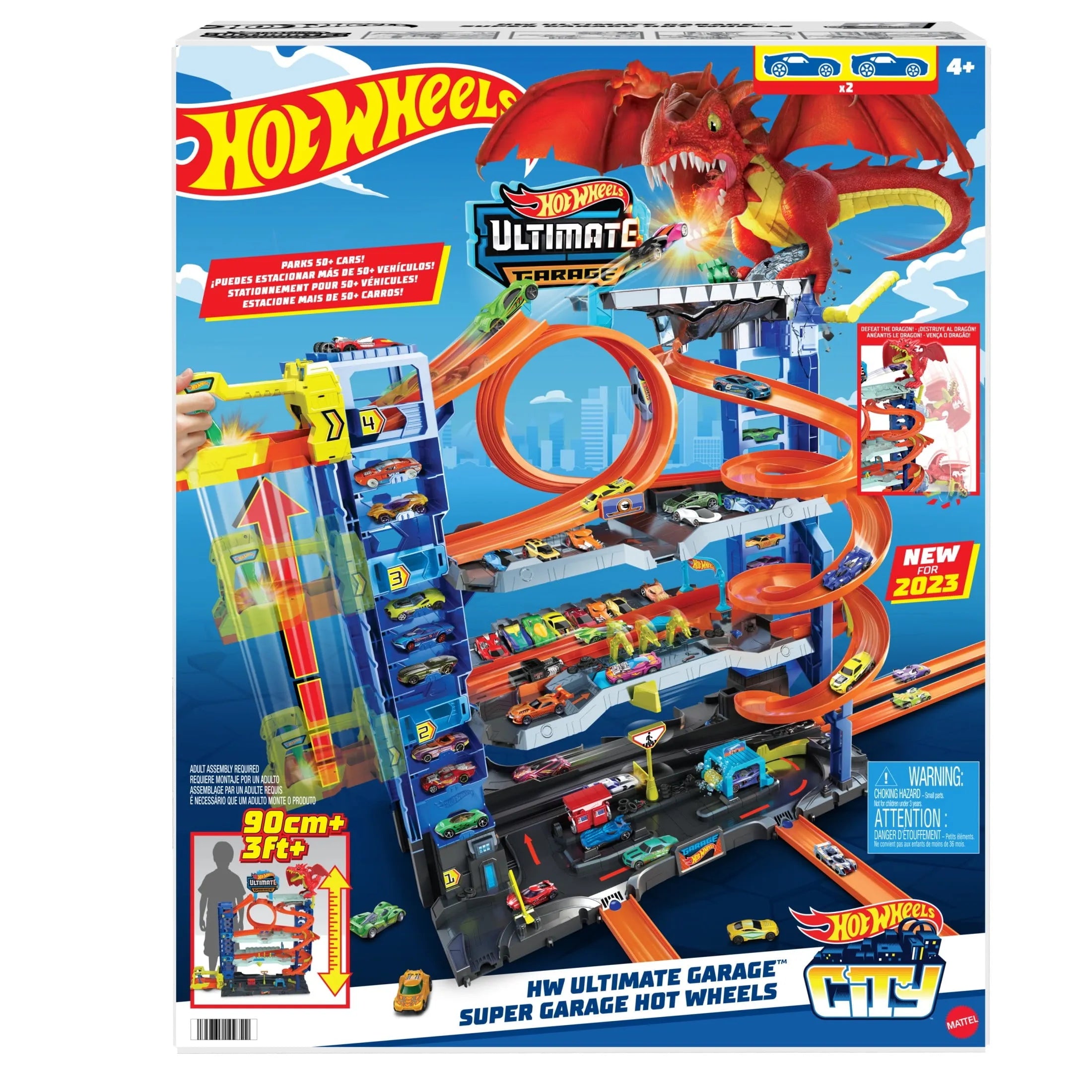 Ultimate Garage Playset with 2 Die-Cast Cars, Storage for 50+ Cars, Ages 4-8