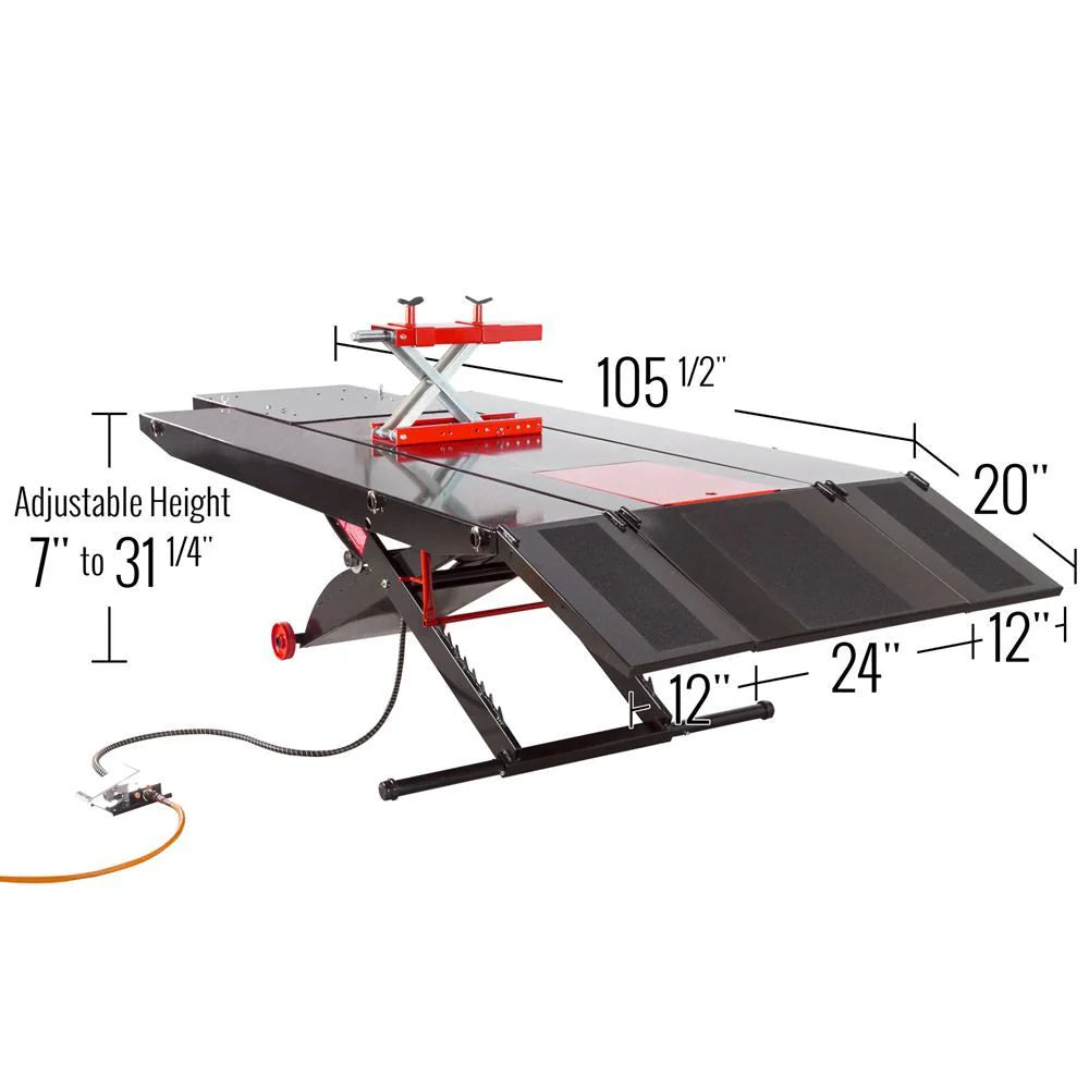 ATV Lift Table and Center Jack, Heavy-Duty Hydraulic Motorcycle and ATV Lift Stand for Garage and Maintenance