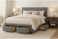 T2157G Charcoal Grey Linen Storage Platform Bed with Four Drawers