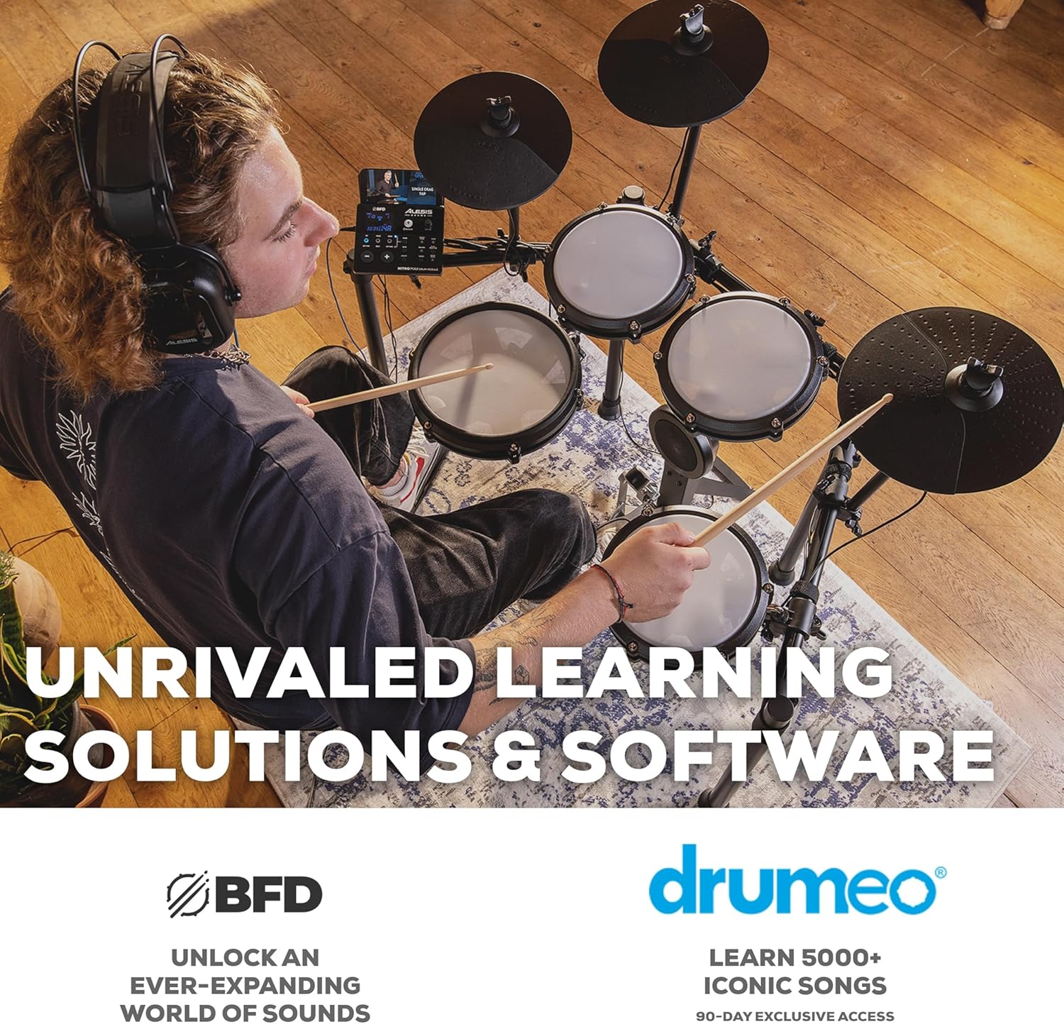 Electronic Drum Set with Mesh Pads and Bluetooth