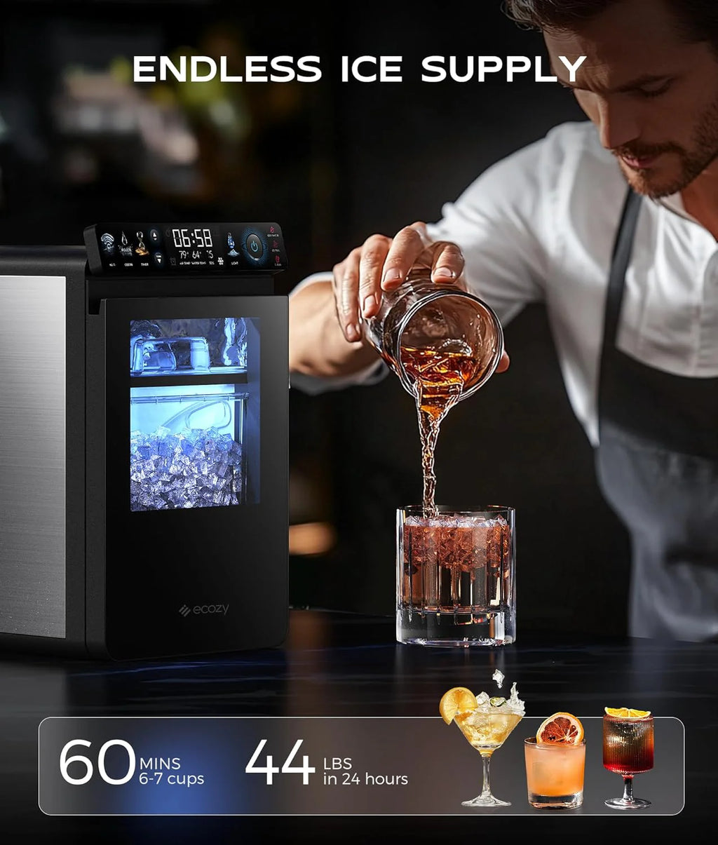 44-Lb./24H Countertop Nugget Ice Maker with App Control and Self-Cleaning, Stainless Steel