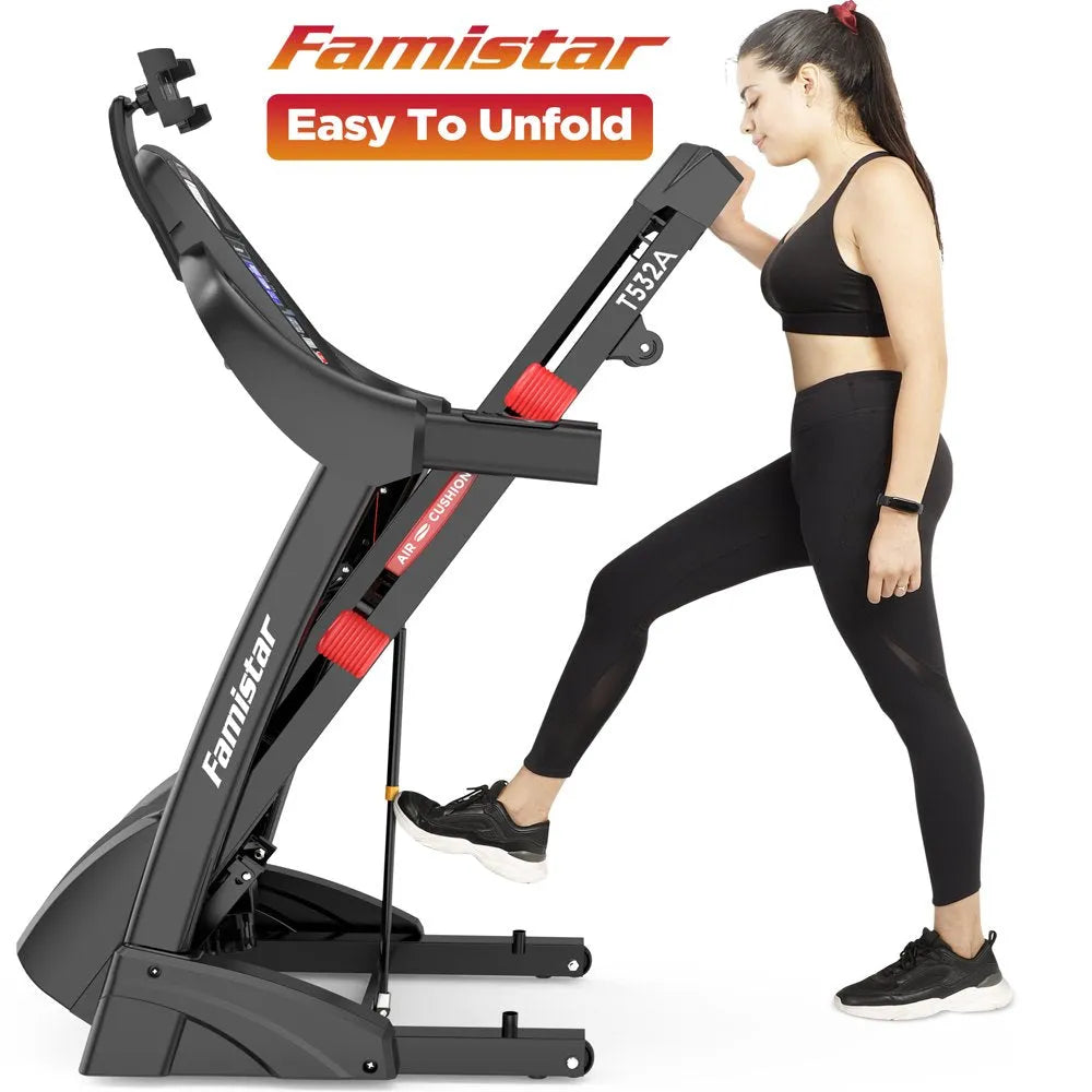 Folding Treadmill for Home with 15-Level Auto Incline, 300-Lb. Capacity and 10 MPH Speed