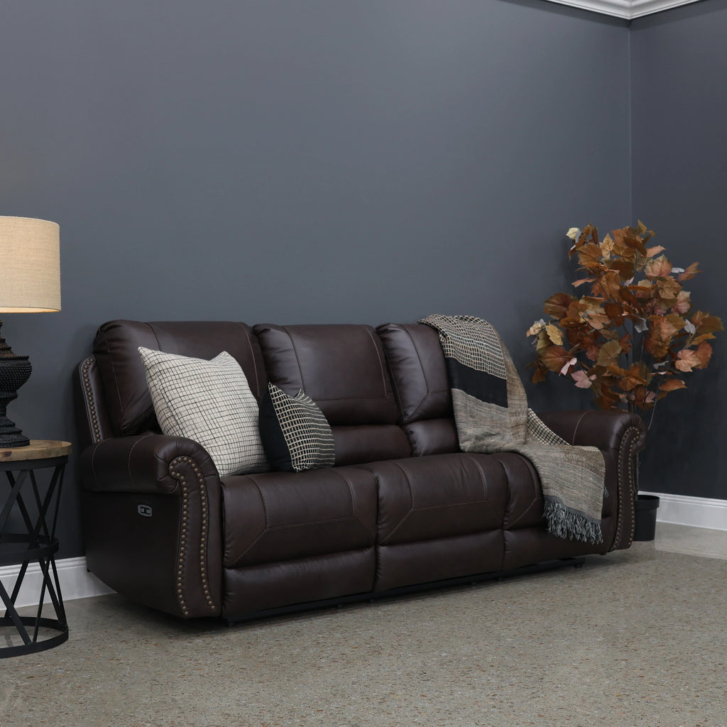 Laura 3 Seater Electric Sofa English Tan Leather