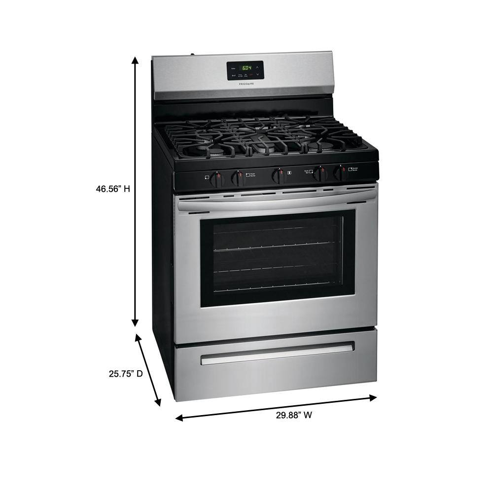 30-Inch 5-Burner Freestanding Gas Range, Stainless Steel