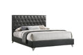 IF 5226 Dark Grey PU Faux Leather Diamond Tufted Platform Bed