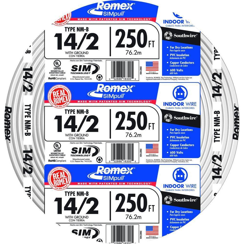 250 ft. 14/2 Solid Copper NM-B Electrical Wire with Ground