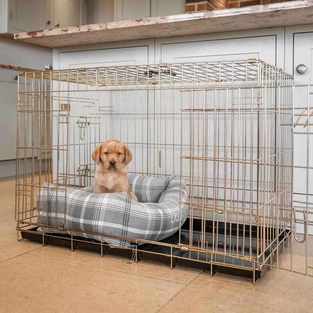 Cozy & Calming Puppy Cage Bed in Balmoral Tweed