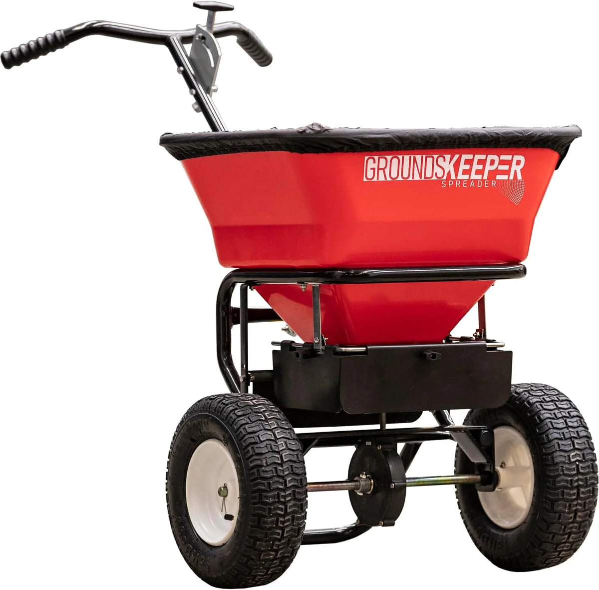 100-Lb. Walk-Behind Push Spreader for Salt, Ice Melt and Snow Melt with Grate and Cover