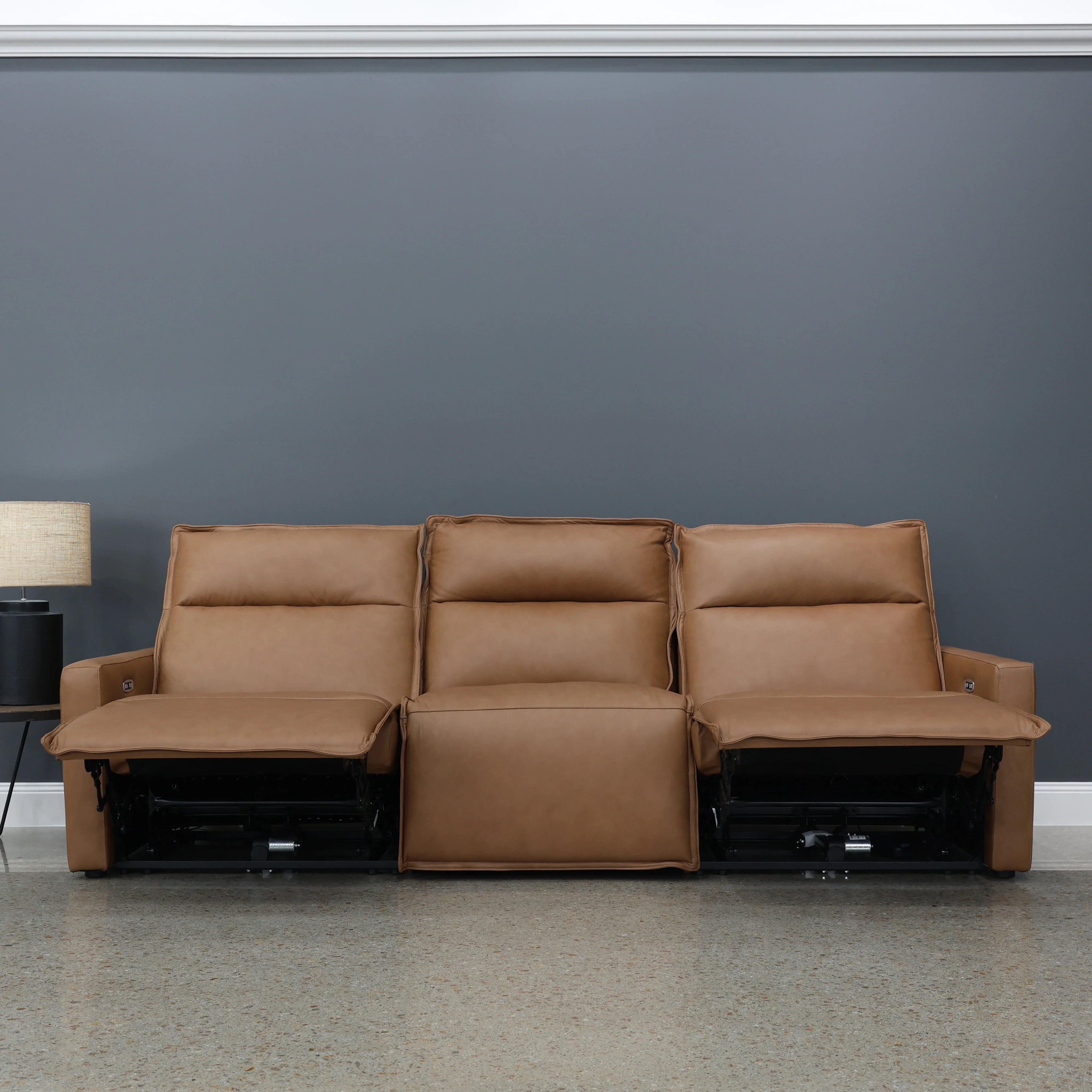 Bathurst Electric Reclining Sofa Tan Leather
