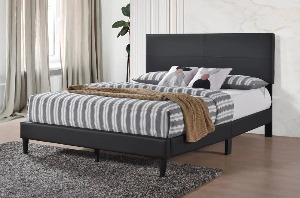 T2105B Black PU Leather Look Adjustable Platform Bed