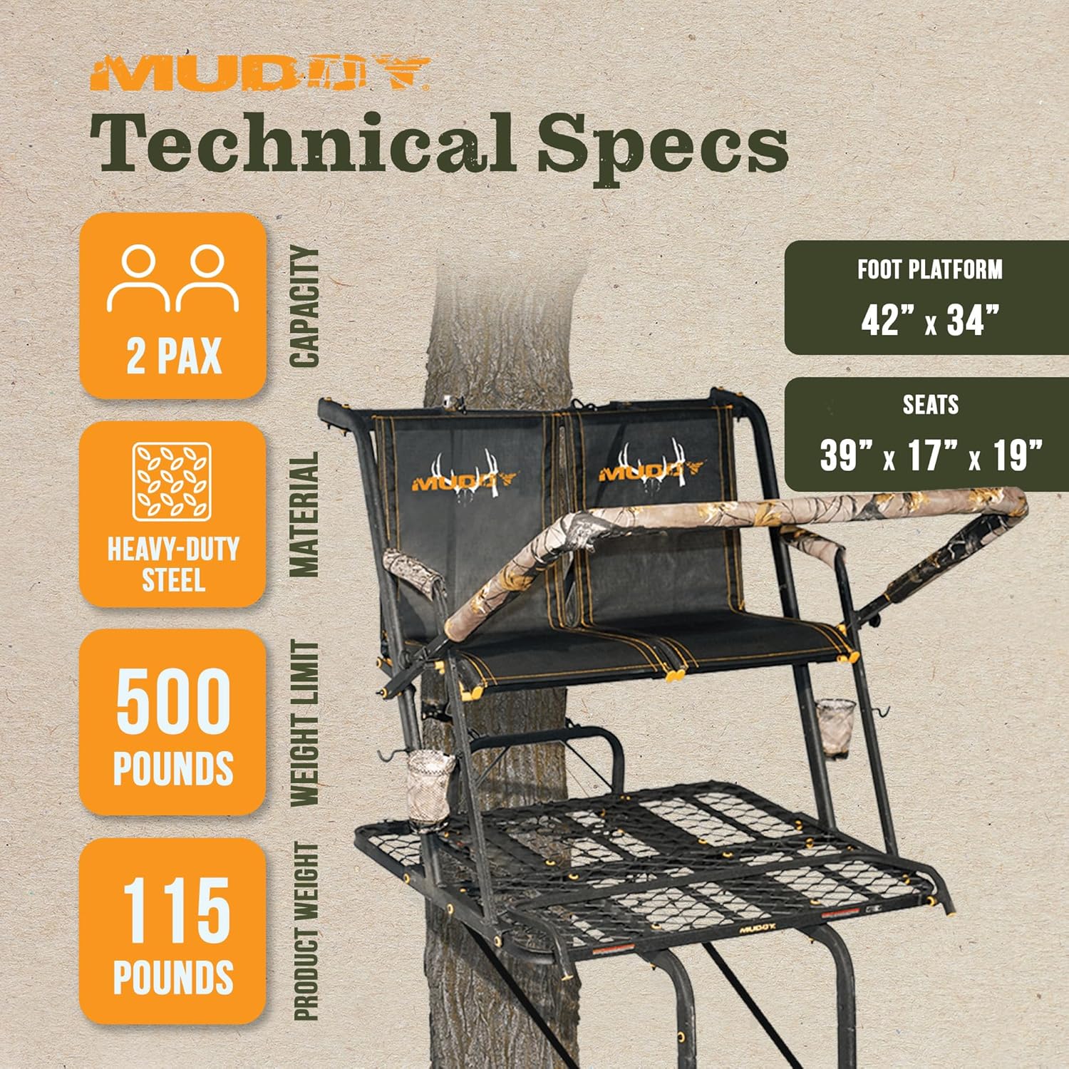 20-Foot 2-Person Ladder Tree Stand, 500-Lb. Capacity
