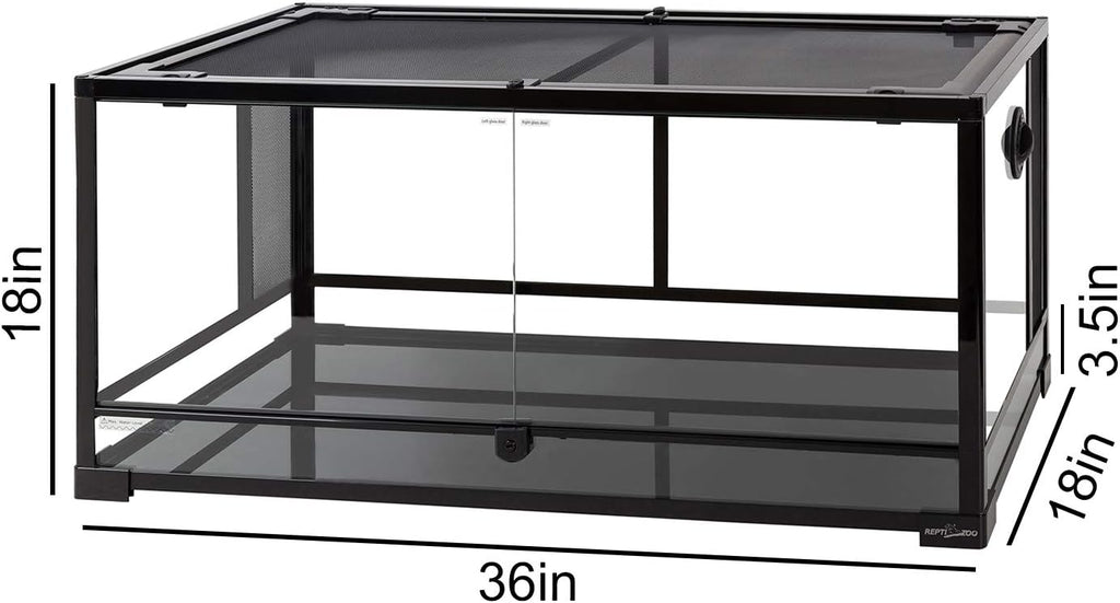 50-Gallon Glass Reptile Terrarium with Double Hinged Doors and Screen Ventilation, 36 x 18 x 18-Inch