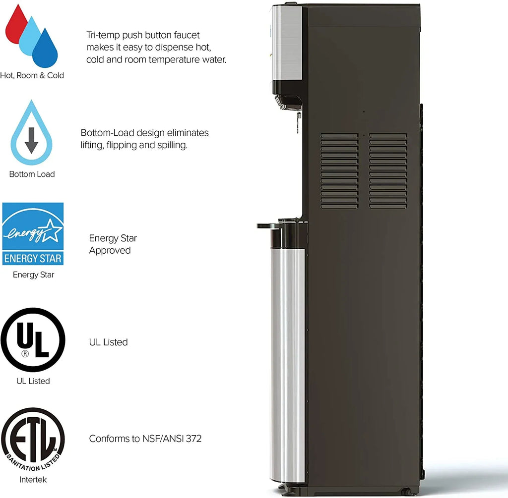 Self-Cleaning Bottom-Loading Water Cooler Dispenser with 3 Temperature Settings
