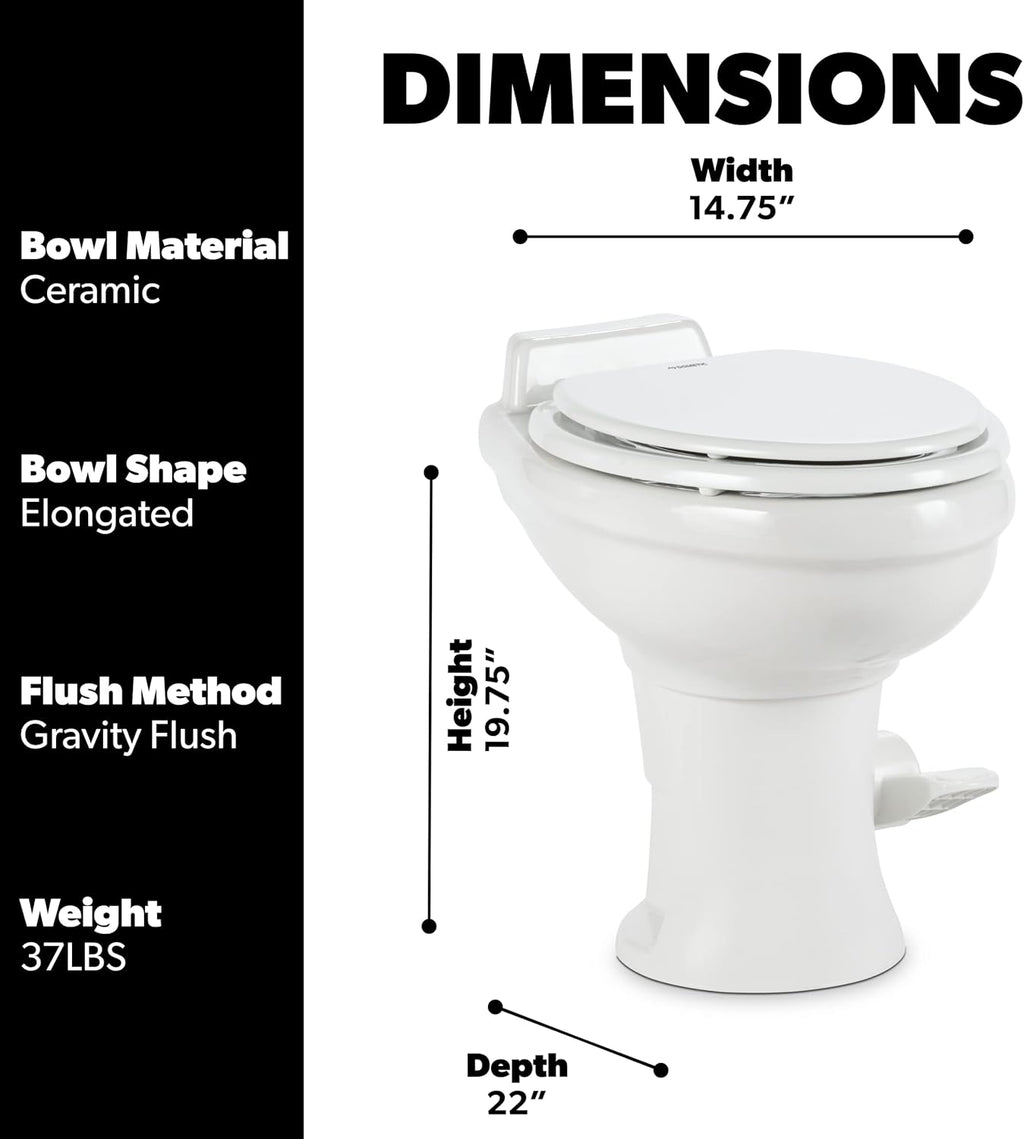 Standard-Height RV Toilet, White