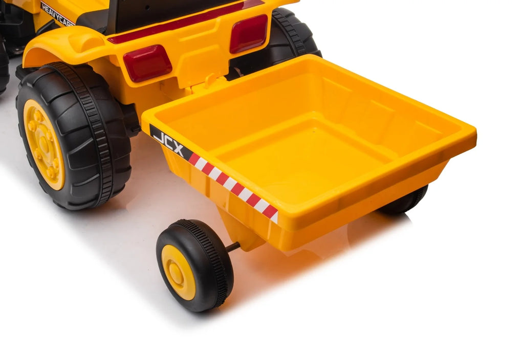2026 12V Excavator Tractor Trailer Kids Ride On One Seater Electric Truck with RC and Wagon
