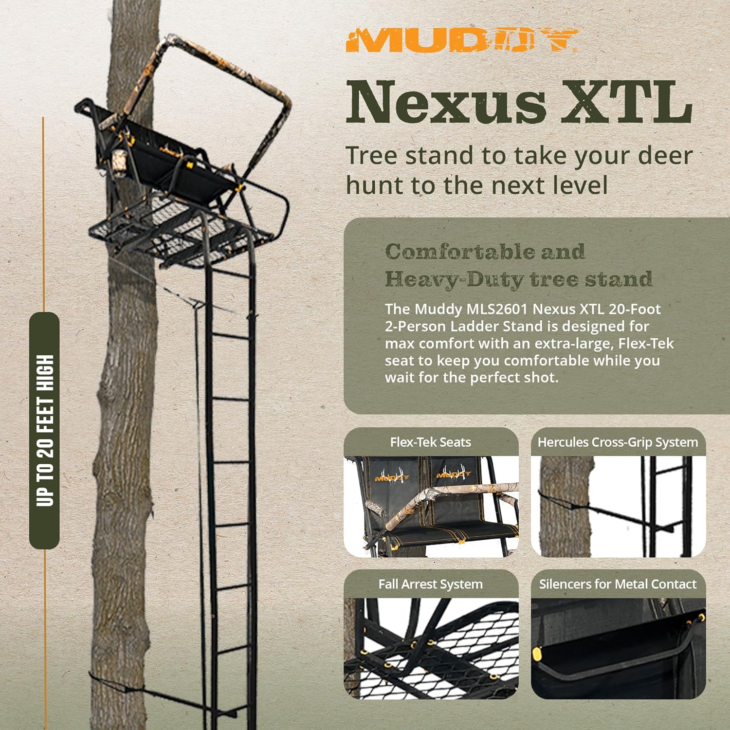 20-Foot 2-Person Ladder Tree Stand, 500-Lb. Capacity