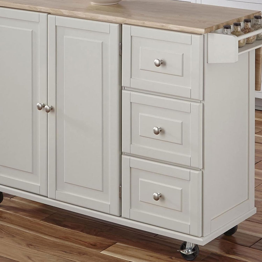 Mobile Kitchen Island Cart with Drop Leaf Breakfast Bar