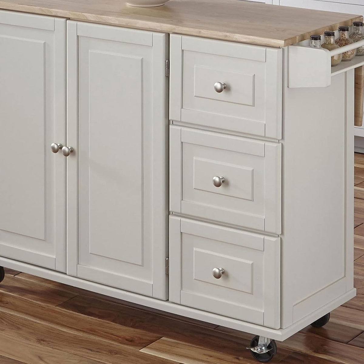 Mobile Kitchen Island Cart with Drop Leaf Breakfast Bar