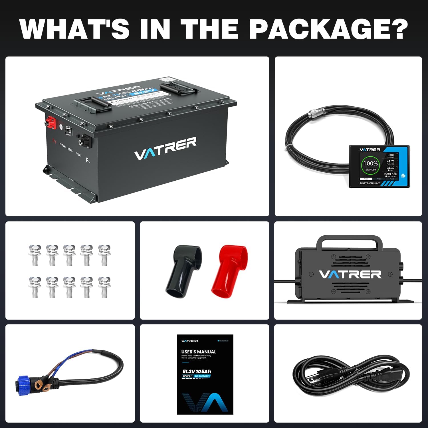 48V 105Ah Lithium Battery with Smart BMS, Touchscreen Monitor and Mobile APP