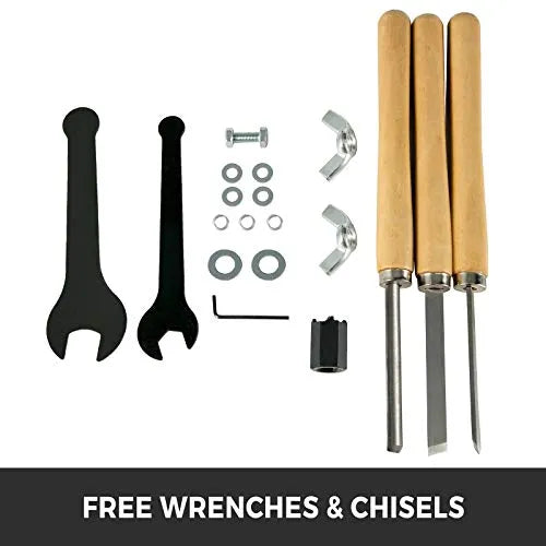14-Inch x 40-Inch Benchtop Wood Lathe with 3 Chisels