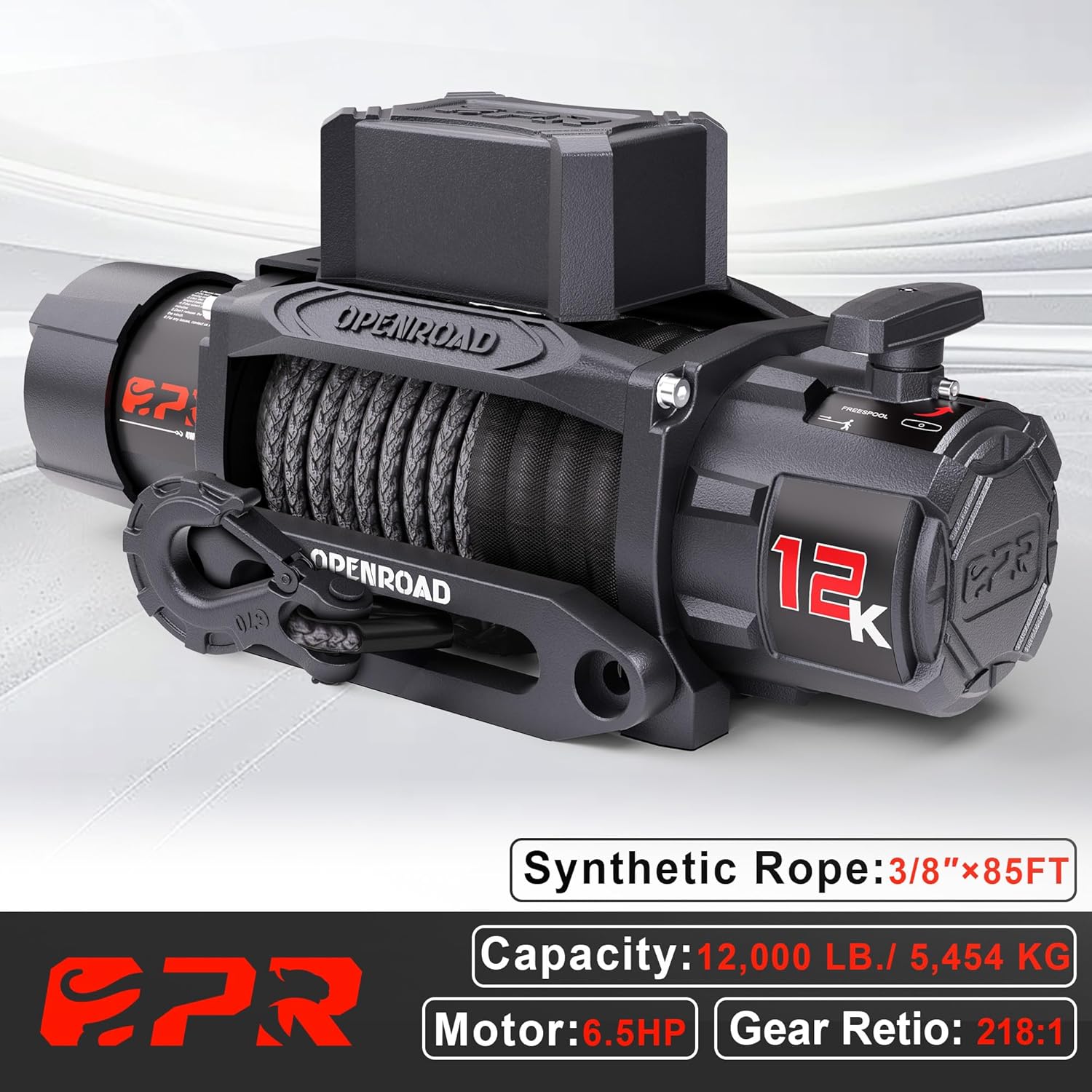 12,000 lb Heavy-Duty Electric Winch with Synthetic Rope and Wireless Remote, Off-Road Winch for Trucks and SUVs