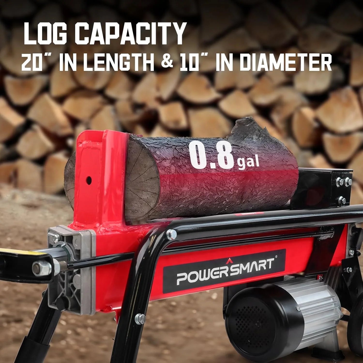 7-Ton Electric Log Splitter, 15 Amp, Horizontal Full-Beam Design with Steel Wedge