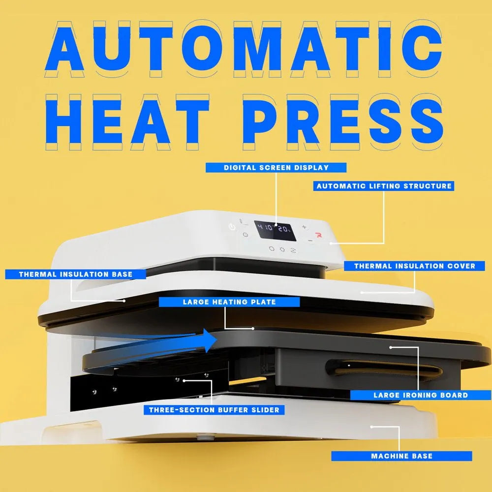 1500W 15 x 15-Inch Automatic Heat Press Machine for Vinyl and Sublimation