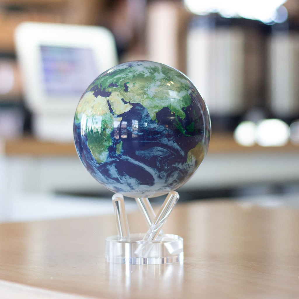 4.5-Inch Self-Rotating Earth Globe with Cloud Design, Light-Powered