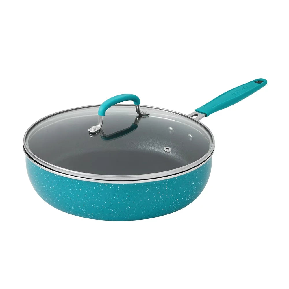 38-Piece Cookware Set with Floral Design, Teal