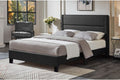 T2175 Black PU Leather Look Channel Tufted Platform Bed