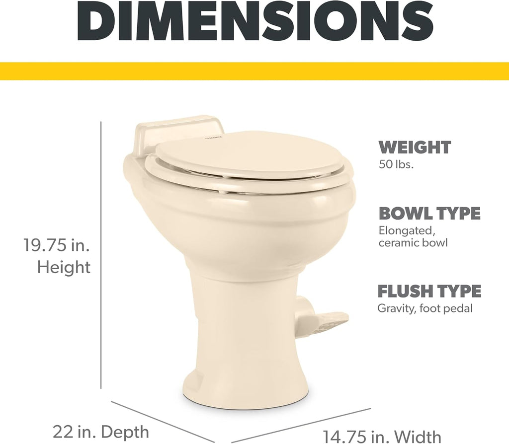 Standard-Height RV Toilet, White