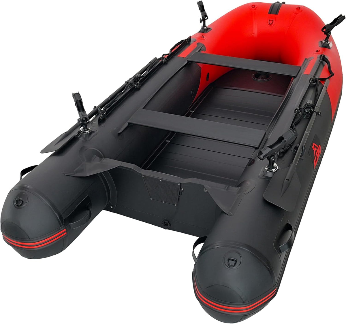 Multi-Person Inflatable Fishing Boat with Aluminum Floor, Oars and Rod Holders