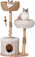 44-inch Natural Branch Cat Tower, Tall Multi-Level Cat Tree