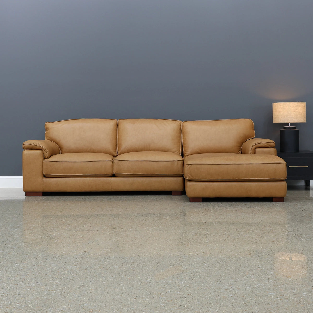 Rostrevor Sofa Chaise Tan Leather
