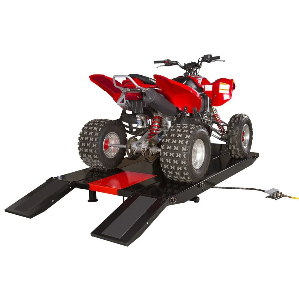 ATV Lift Table and Center Jack, Heavy-Duty Hydraulic Motorcycle and ATV Lift Stand for Garage and Maintenance