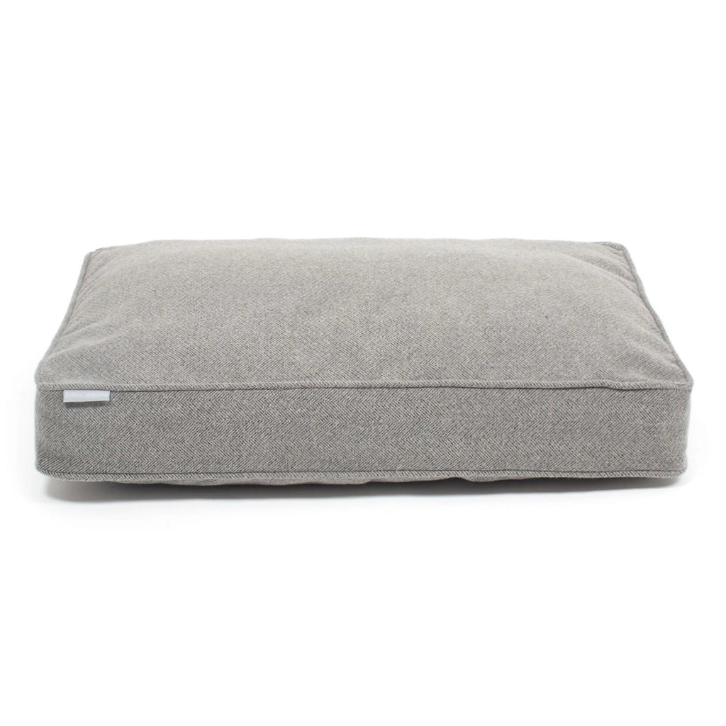 Dog Cushion in Pewter Herringbone Tweed