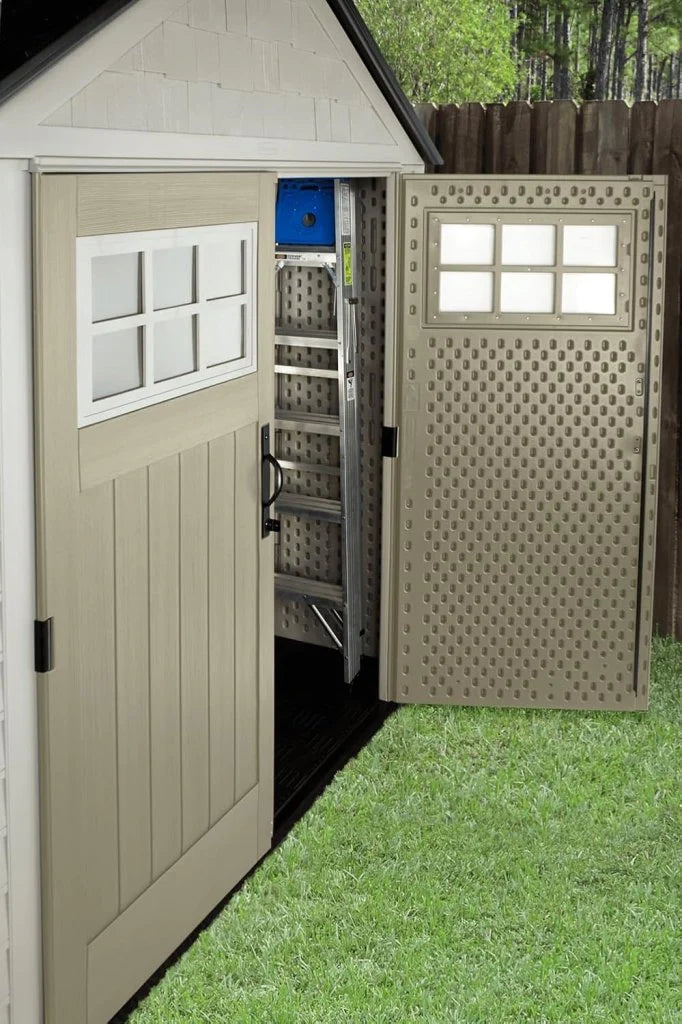 7 x 7 Ft Resin Outdoor Storage Shed with Floor, Weather Resistant, Gray