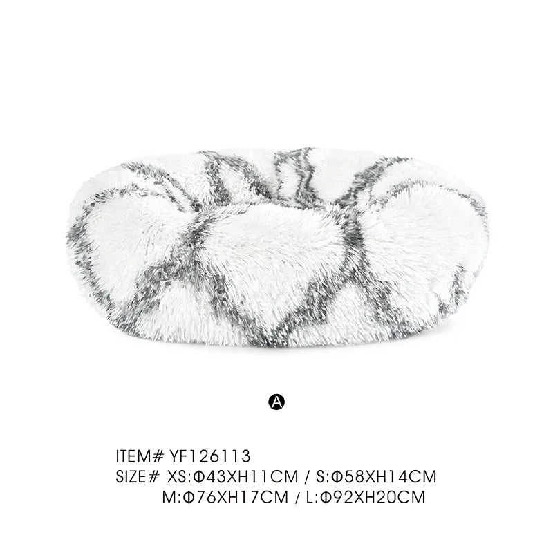 Round Plush Dog Bed Fluffy Donut Pet Bed