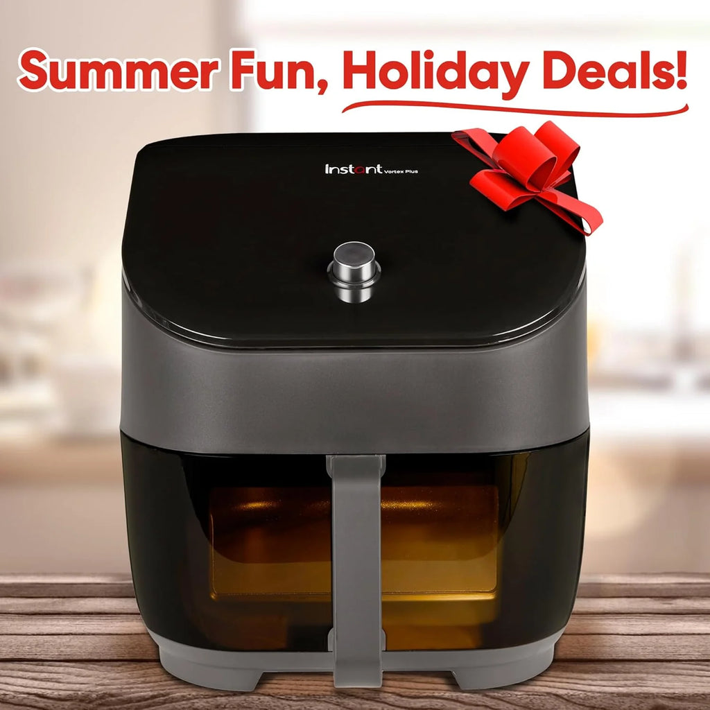6-Qt. Clear-View Air Fryer, 6-in-1 Functions, Custom Programs, Black