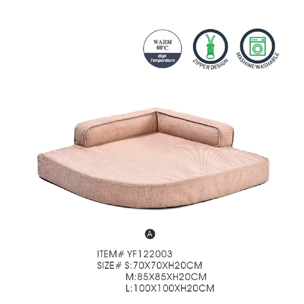 Dog Sofa Beds Imitation Linen Fabric Cushioned Pet Bed