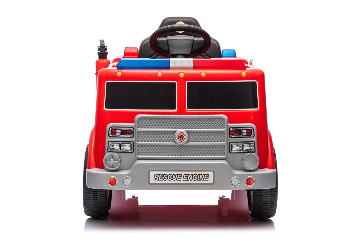 2026 12V Kids Fire Truck Electric Ride On One Seater with Leather Seat and RC